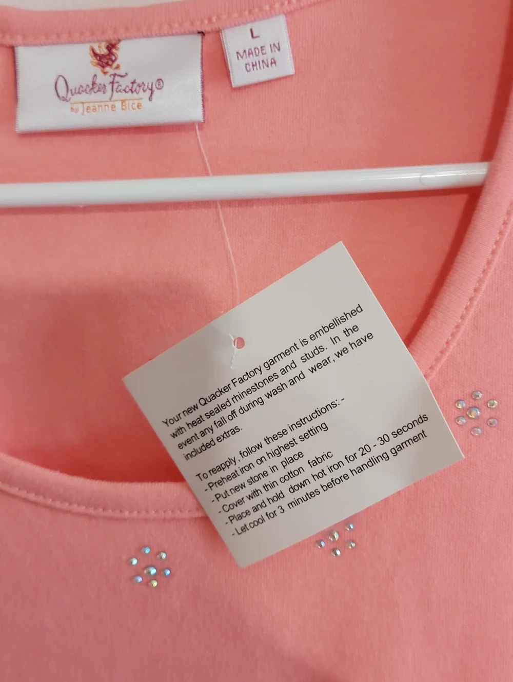Quacker Factory Coral Short Sleeve Scoop Neck Top with Rhinestone Detail - Picture 3 of 7